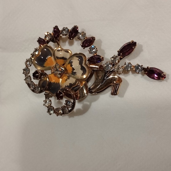 12k Gold Carl Art Enamel Brooch - Picture 3 of 16